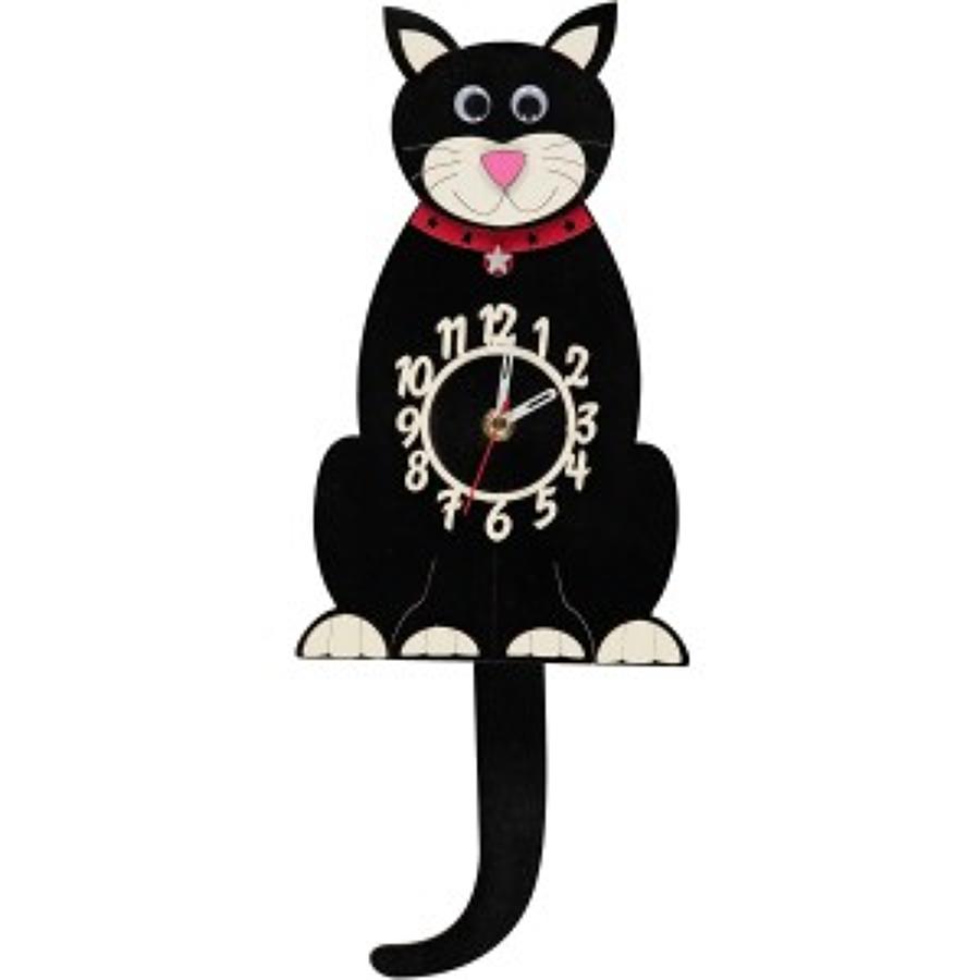 Lucky Black Cat Pendulum Clock