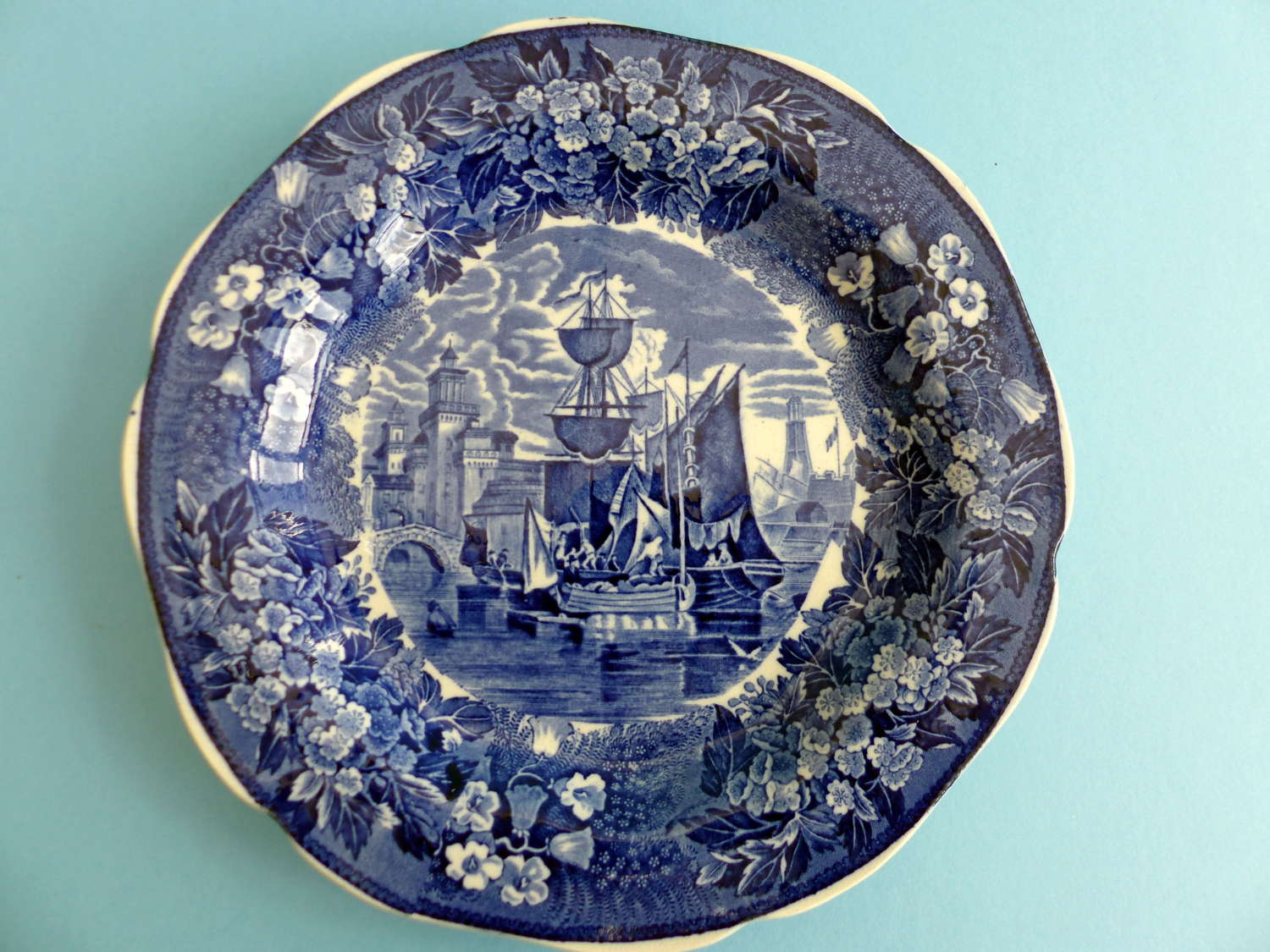 Wedgwood Sailing Boat Blue and White Cabinet Plate