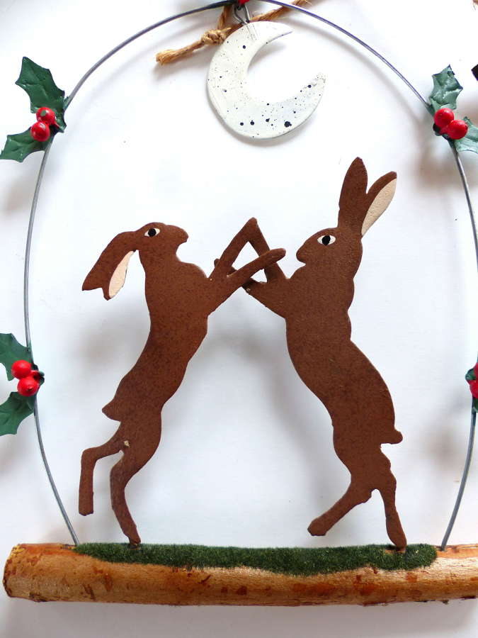 Shoeless Joe Boxing Hares Decoration